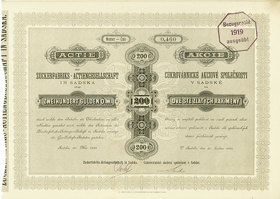 Zuckerfabriks-Actiengesellschaft in Sadska