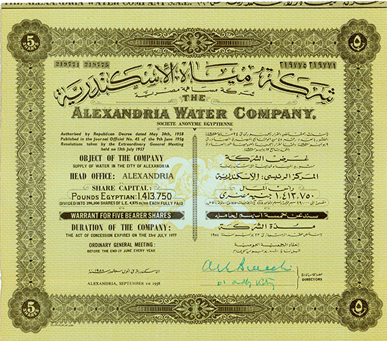 Alexandria Water Company, Societe Anonyme Egyptienne