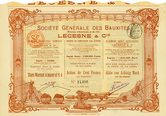 Allgemeine Bauxit Gesellschaft (Aluminium und Eisen-Erz) LECESNE & Co. KGaA / Société Générale des Bauxites (Minerais d'Aluminium et de Fer) LECESNE & Cie.