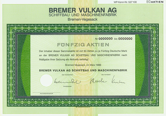 Bremer Vulkan AG Schiffbau und Maschinenfabrik