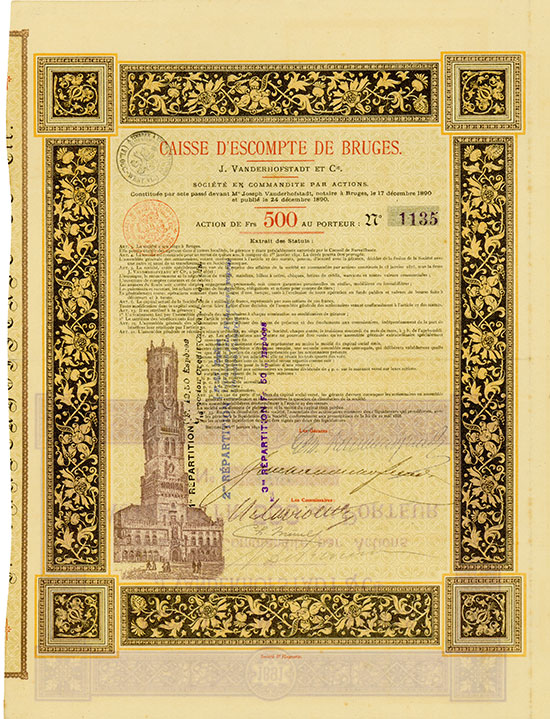 Caisse d'Escompte de Bruges J. Vanderhofstadt et. Cie.