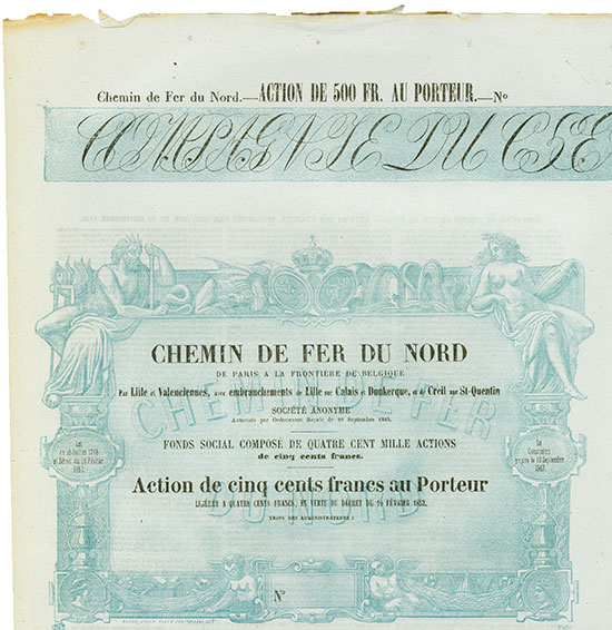 Chemin de Fer du Nord de Paris a la Frontiére de Belgique par Lille et Valenciennes, avec embranchements de Lille sur Calais et Dunkerque, et de Creil sur St. Quentin Société Anonyme