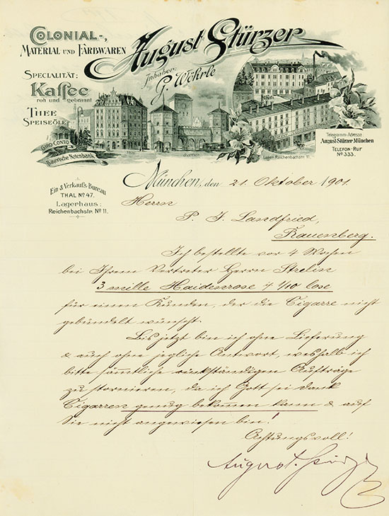 Colonial-Material und Farbwaren August Stürzer - Inhaber G. Wöhrle