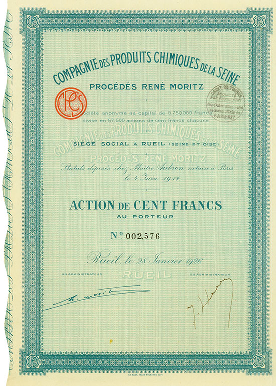 Compagnie des Produits Chimiques de la Seine - Procédés René Moritz
