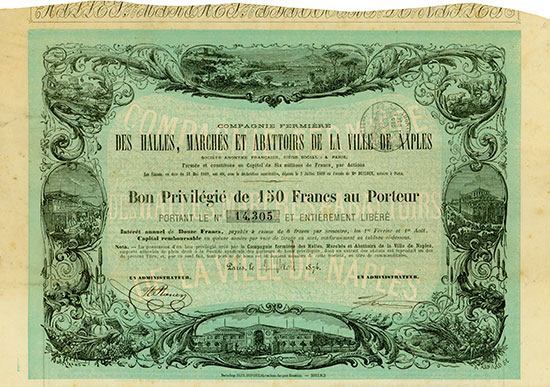 Compagnie Fermiere des Halles, Marches et Abattoirs de la Ville de Naples
