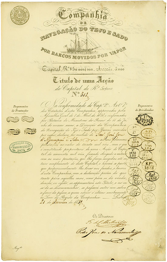 Companhia de Navegacao do Tejo e Sado por Barcos Movidos por Vapor