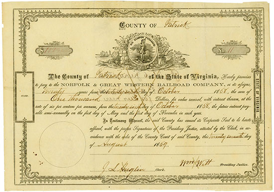 County of Patrick - State of Virginia - Norfolk & Great Western Railroad Company