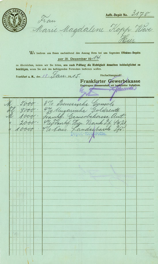 Frankfurter Gewerbekasse eGmbH [3 Stück]