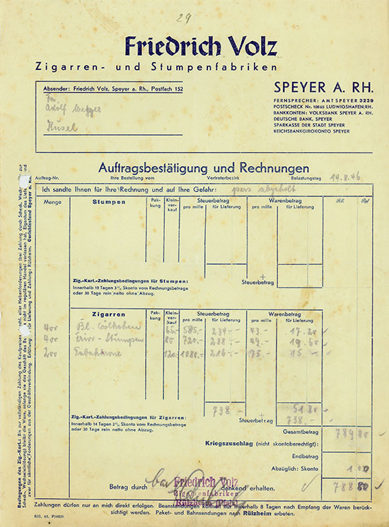 Friedrich Volz Zigarren- und Stumpenfabriken