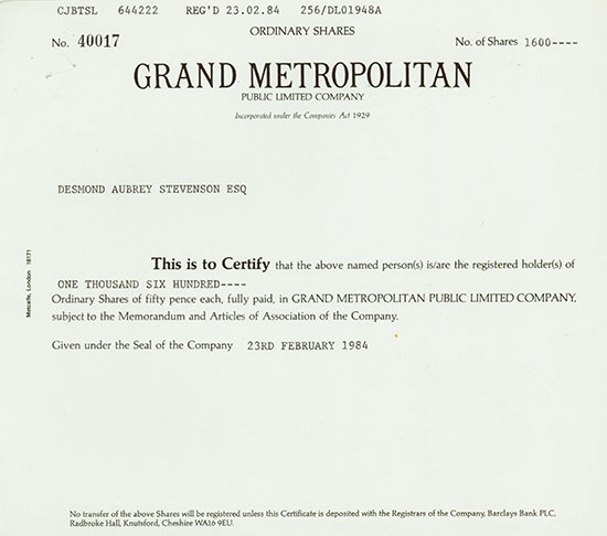 Grand Metropolitan Public Limited Company