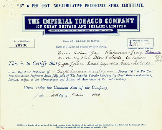 Imperial Tobacco Company (of Great Britain and Ireland), Limited
