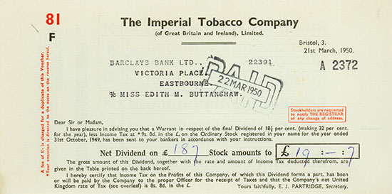 Imperial Tobacco Company (of Great Britain and Ireland), Limited