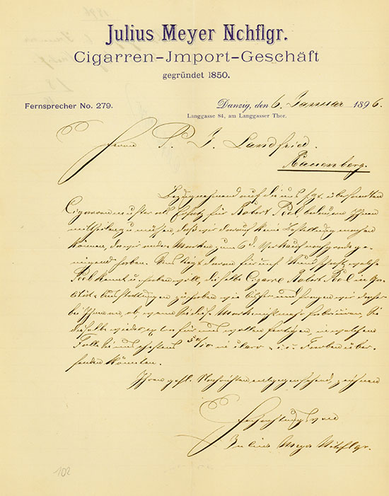 Julius Meyer Nchflgr., Cigarren-Import-Geschäft