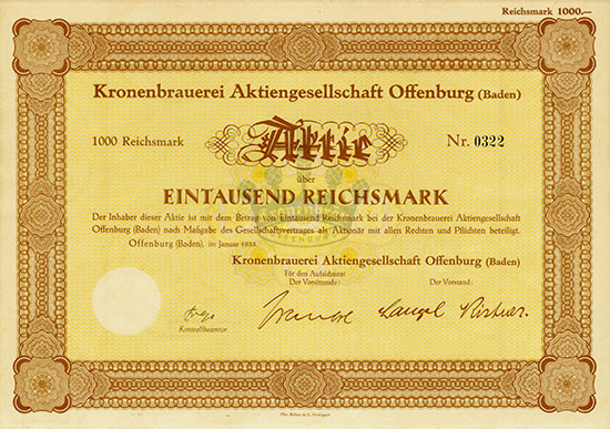 Kronenbrauerei AG Offenburg (Baden)