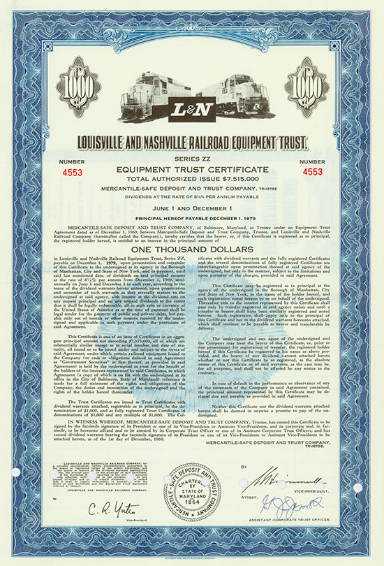 Louisville and Nashville Railroad Equipment Trust [3 Stück]