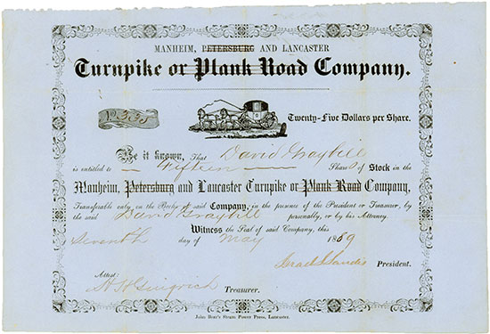 Manheim, (Petersburg) & Lancaster Turnpike or (Plank Road) Company