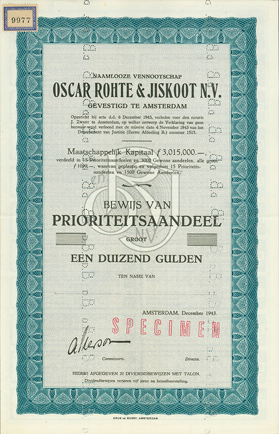 Naamlooze Vennootschap Oscar Rohte & Jiskoot N.V.