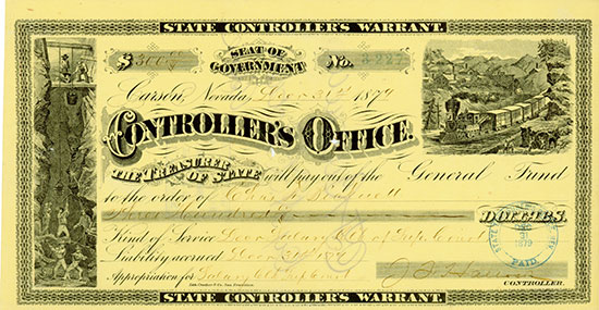 Nevada, State Controller's Warrant