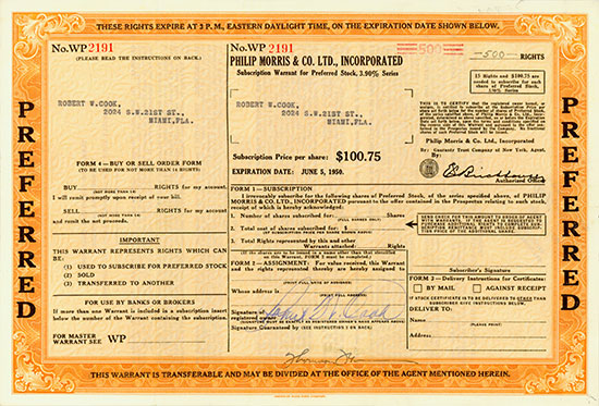 Philip Morris & Co. Ltd., Incorporated