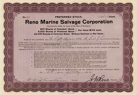 Reno Marine Salvage Corporation