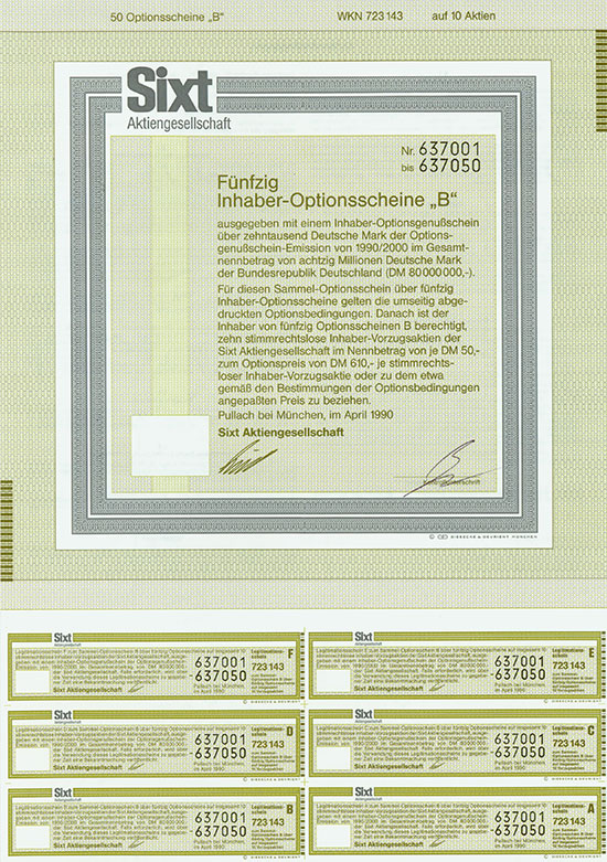 Sixt AG [5 Stück]