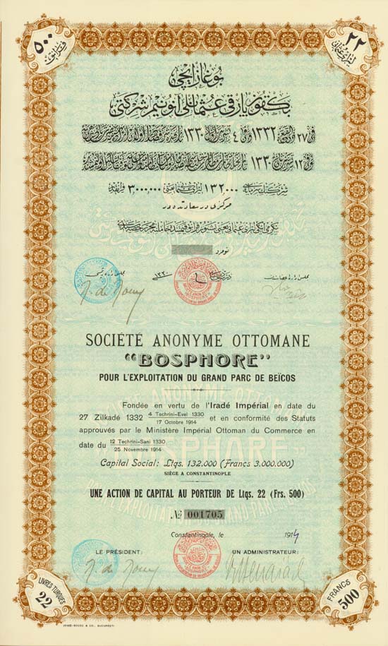 Société Anonyme Ottomane „Bosphore“ pour L'Exploitation du Grand Parc de Beicos