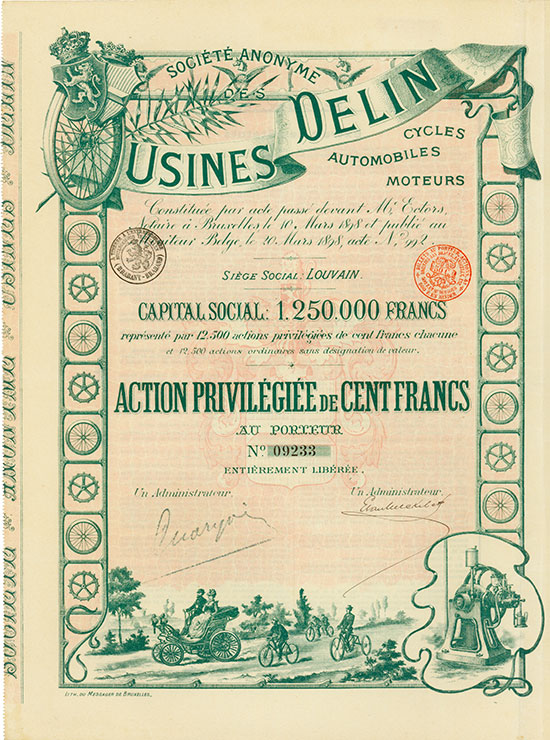 Societe Anonyme Usines Delin Cycles, Automobiles, Moteurs