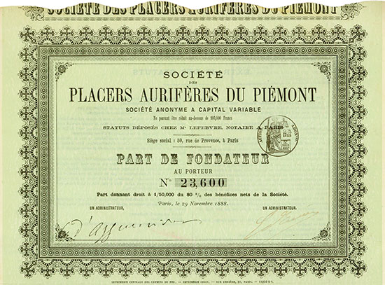Société des Placers Aurifères du Piémont