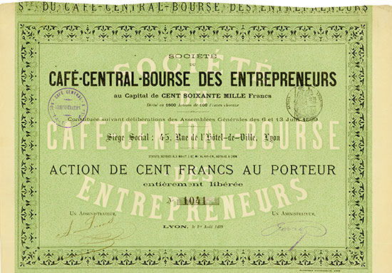 Société du Café-Central-Bourse des Entrepreneurs