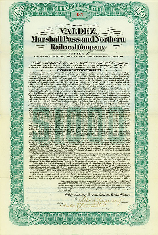 Valdez, Marshall Pass and Northern Railroad Company