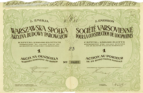 Warszawska Spółka Akcyjna Budowy Parowczów / Société Varsovienne pour la Construction de Locomotives
