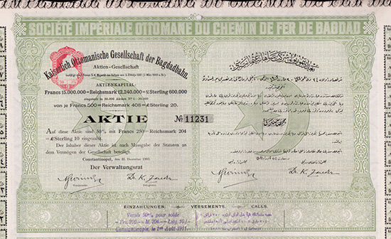Kaiserlich Ottomanische Gesellschaft der Bagdadbahn / Imperial Ottoman Company of the Bagdad Railway