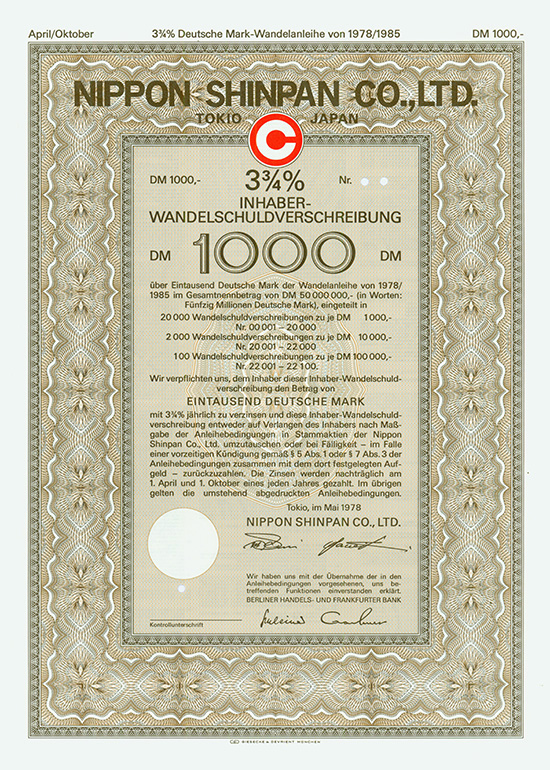 Nippon Shinpan Co., Ltd. [3 Stück]