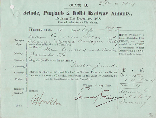 Scinde, Punjaub & Delhi Railway Annuity