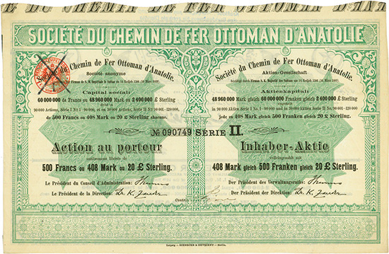 Société du Chemin de Fer Ottoman d'Anatolie Société Anonyme