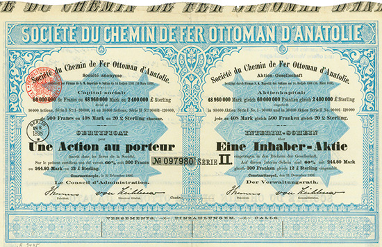 Société du Chemin de Fer Ottoman d'Anatolie Société Anonyme