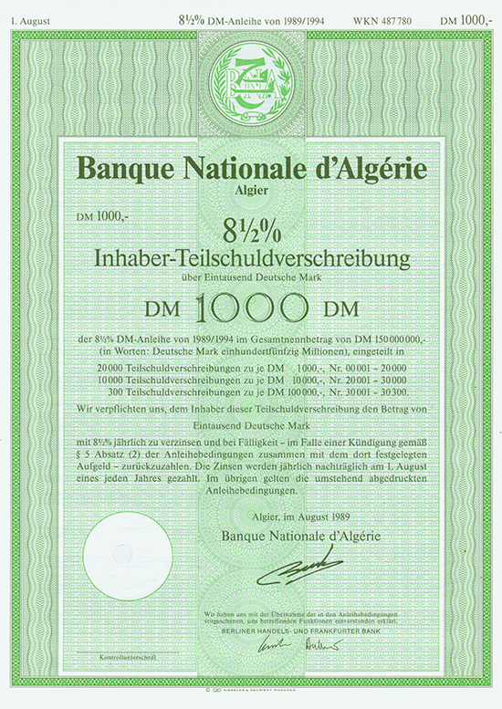 Banque Nationale d'Algérie [3 Stück]