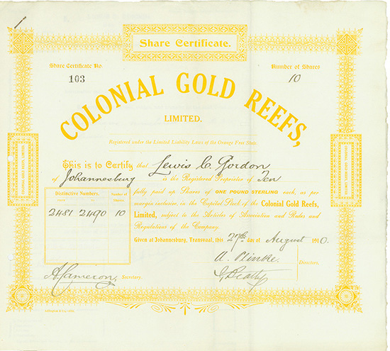 Colonial Gold Reefs, Limited