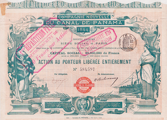 Compagnie Nouvelle du Canal de Panama 1894 Société Anonyme