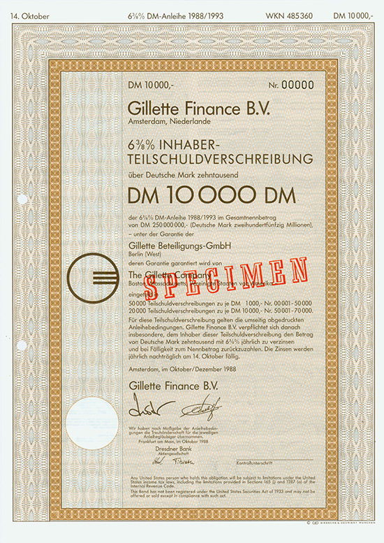 Gillette Finance B.V. [2 Stück]