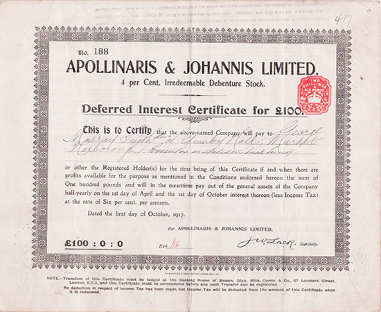 Apollinaris & Johannis Limited