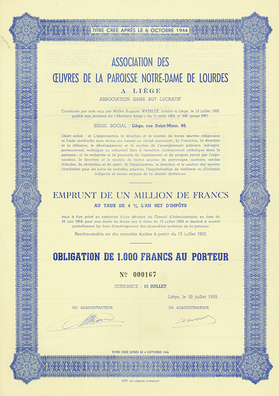 Association des Oeuvres de la Paroisse Notre-Dame de Lourdes