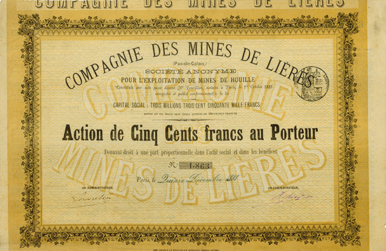 Compagnie des Mines de Lièrès (Pas-de-Calais) Société Anonyme