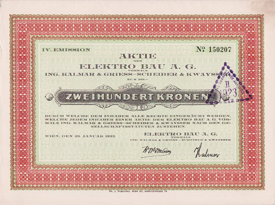 Elektro Bau AG vormals Ing. Kalmar & Griess-Scheiber & Kwaysser