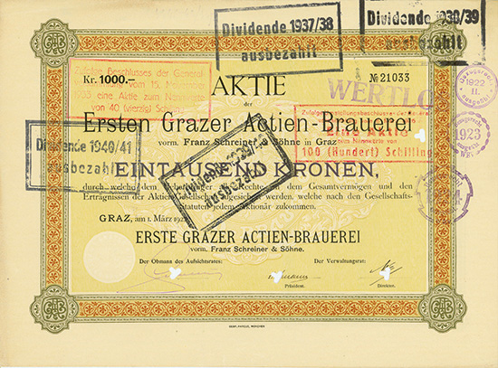 Erste Grazer Actien-Brauerei vorm. Franz Schreiner & Söhne