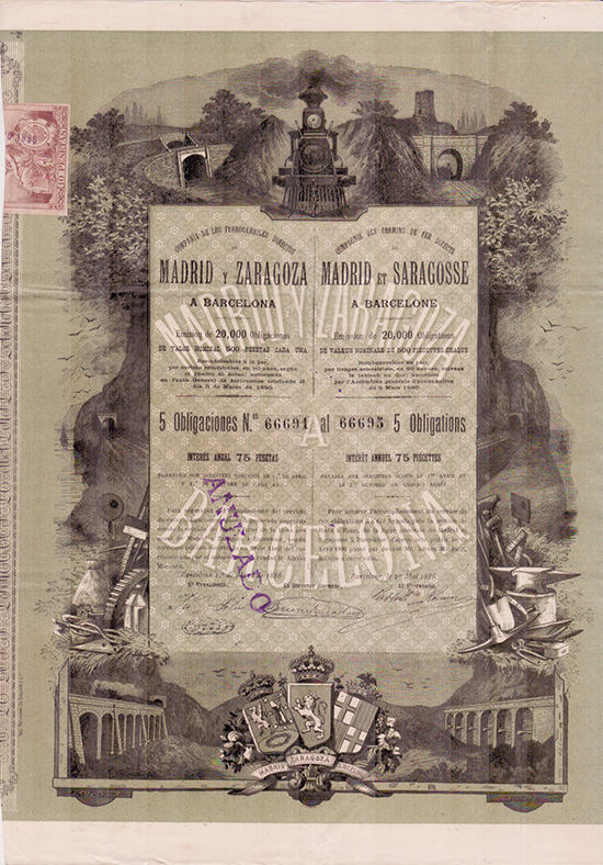 Ferrocarriles Directos de Madrid y Zaragoza á Barcelona / Chemins de Fer Directs de Madrid et Saragosse a Barcelone