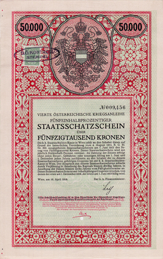 Österreich - 4. Kriegsanleihe - Staatsschatzschein
