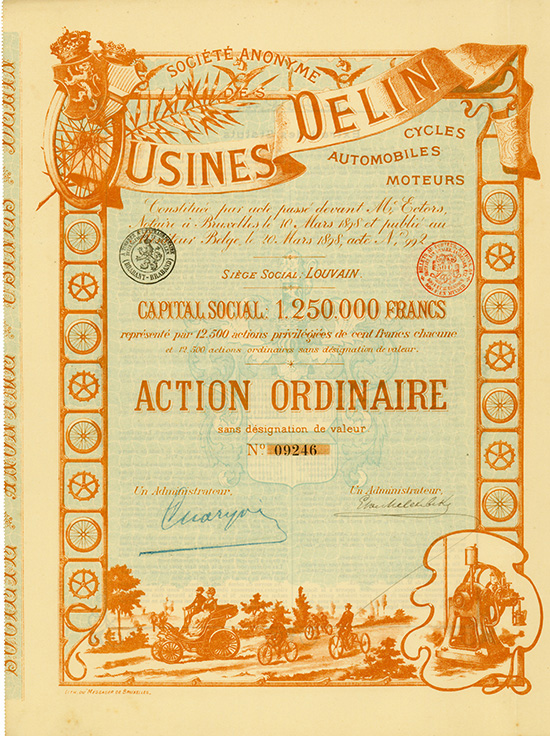 Société Anonyme Usines Delin Cycles, Automobiles, Moteurs