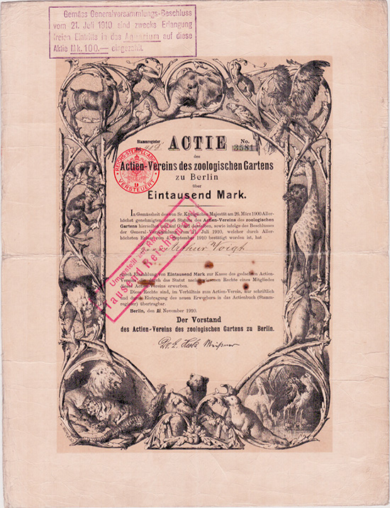 Actien-Verein des zoologischen Gartens zu Berlin