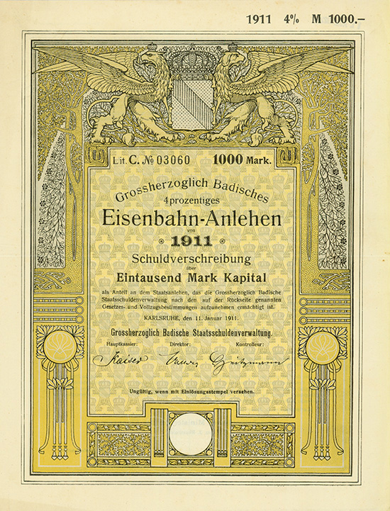 Großherzoglich Badische Staatsschuldenverwaltung - Eisenbahn-Anlehen